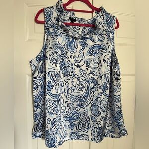 Talbots Ruffle Rounded Neck Sleeveless Blouse